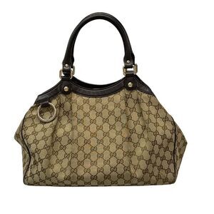 Gucci Suki Tote Bag In GG Pattern 211944 Dark Brown And Brown Leather